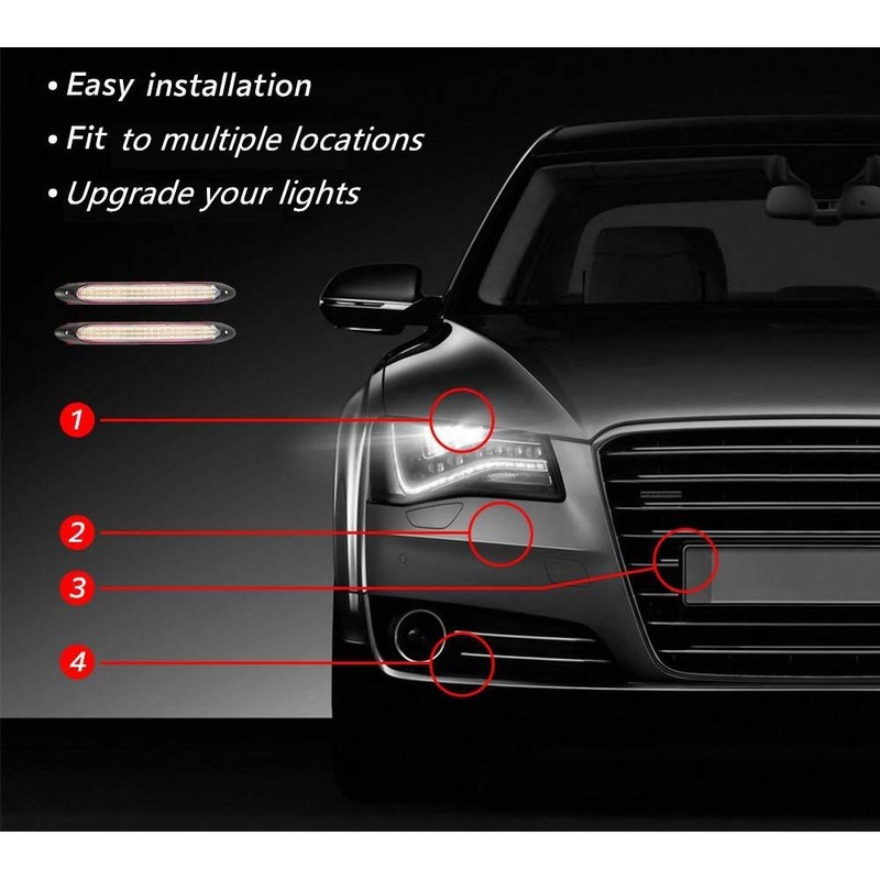 CARCOOL 2pcs Universal LED Car Daytime Running Lights Waterproof Headlight