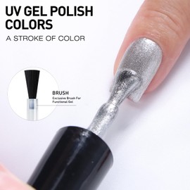 beautilux Silver Glitter Cat Eye Gel Nail Polish, 1Pcs Silver Glitter Color Cat Eye Gel Polish with Magnet for Manicure Salon at Home (10ML)