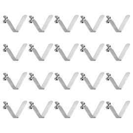 HARFINGTON 20pcs Single Button Kayak Paddle Snap Spring Clip 39mm x 5.8mm 65Mn Spring Steel V-Shaped Hollow Lift Telescopic Locking Tube Pole Clips for Tent Umbrella Camping,Silver Tone