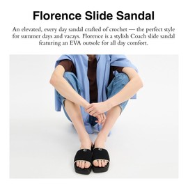 Coach Women's Crochet Florence Slide Sandal Flat, Black/Chalk, 10