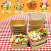 30 Bowls Kraft Contenedores Biodegradables 25 Oz Con Tapa