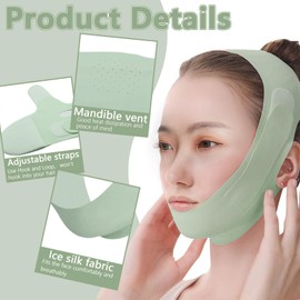 Huakaile Breathable Anti-Snoring Chin Strap, Adjustable Jaw Strap, Comfortable Chin Strap for Sleeping Double Chin Face Lift Women Men (Green, 2 PCS)