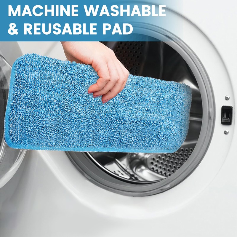 6 Pack Reusable Microfiber Mop Pads Compatible with Swiffer PowerMop,