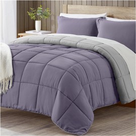 satisomnia California King Comforter Set, Purple Bedding Comforters Cal King Size, 3 Pieces Down Alternative Bed Comforter Lightweight Soft Bed Set Breathable, Reversible All Season Bedding Sets