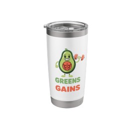 Greens For Gains Vegetarian Avocado Vegan Bodybuilder Stainless Steel Insulated Tumbler
