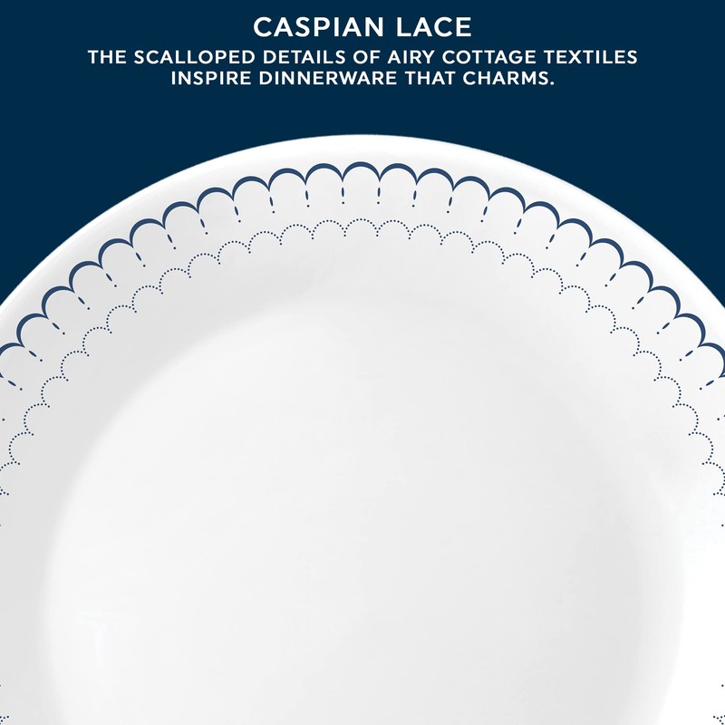 Corelle 6-Piece 10.25" Dinner Round Plates, Vitrelle Triple Layer Glass,
