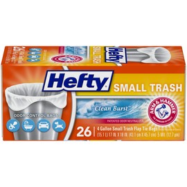 Hefty Flap Tie Small Trash Bags - Clean Burst, 26 Count, Pack of 12