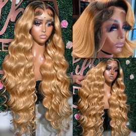 AMIRTY 200% density 13x6 Honey Blonde Lace Front Wigs Human Hair 13x6 Body Wave Lace Front Wigs Human Hair for Women Ombre HD Transparent Lace Frontal Wig Human Hair 22 inch