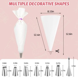 Icing Bag Set with Nozzles (15 Pieces) - Reusable Piping Bag with 7 Stainless Steel Nozzles for Baking Lovers, Baking Accessories for Cakes, Cakes, Pastry Decoration