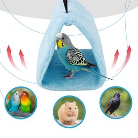 CQJ Bird Nest Snuggle Hut Soft Plush Hammock Hanging Cage Tent For Birds Parrot Winter Warm Bed Pet Toy for Hamster Parrot Macaw Budgies Eclectus Parakeet Cockatiels Cockatoo Lovebird (Blue)