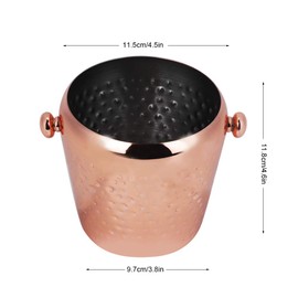 Fdit cubeta de Hielo de Acero Inoxidable de 1 litro, contenedor de Cubitos de Hielo Cepillado, para Uso en el hogar, cubeta de Vino y Hotel (Oro Rosa)