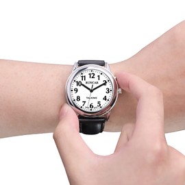 MAUJOY Quality Clear and Loud Voice Ultra Thin Mens English Talking Watch Speaks The Time, Date or Alarm time for Elderly, Impaired Sight or Blind