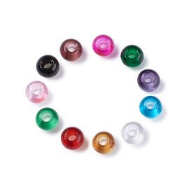 Craftdady 200Pcs Large Hole Lampwork Glass European Spacer Beads 14x8.5-10mm Slide Charm Rondelle Beads Random Mixed Colors for Snake Chain Bracelet Jewelry Making Hole: 5mm