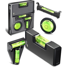Level Tool Set - 4-in-1 Portable Small Bubble & Magnetic Pocket, T & String Levels, Suitable for Woodworking, Air-Conditioning & Camper