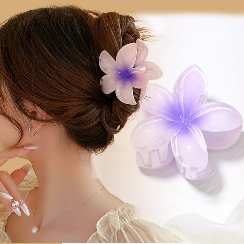 Flower Claw Clips, 4pcs Hawaiian Style,Nonslipstrong hold Big Hair Claw
