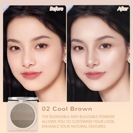 Lilyloria Contour Powder Makeup Palette Matte Face Sculpting Shading Silky Smooth Tone Tuning Flawless Bronzer, 02 Grey Brown