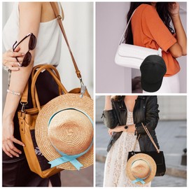 Ouligay 4 Stück Hut Clip für Reisen Tragbarer Huthalter Clip Freihändiges Hutklammer Damen Herren Unterwegs Hat Clips for Trave On Bag, PU Leder Hutclips für Outdoor Handtasche Reisetasche Rucksack