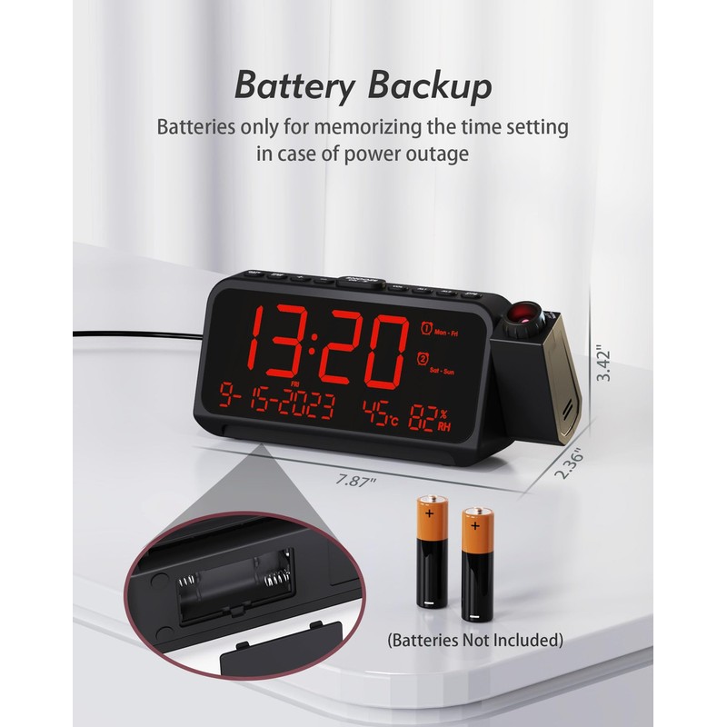 Roxicosly Projection Alarm Clock for Bedroom Ceiling, 118 dB Super