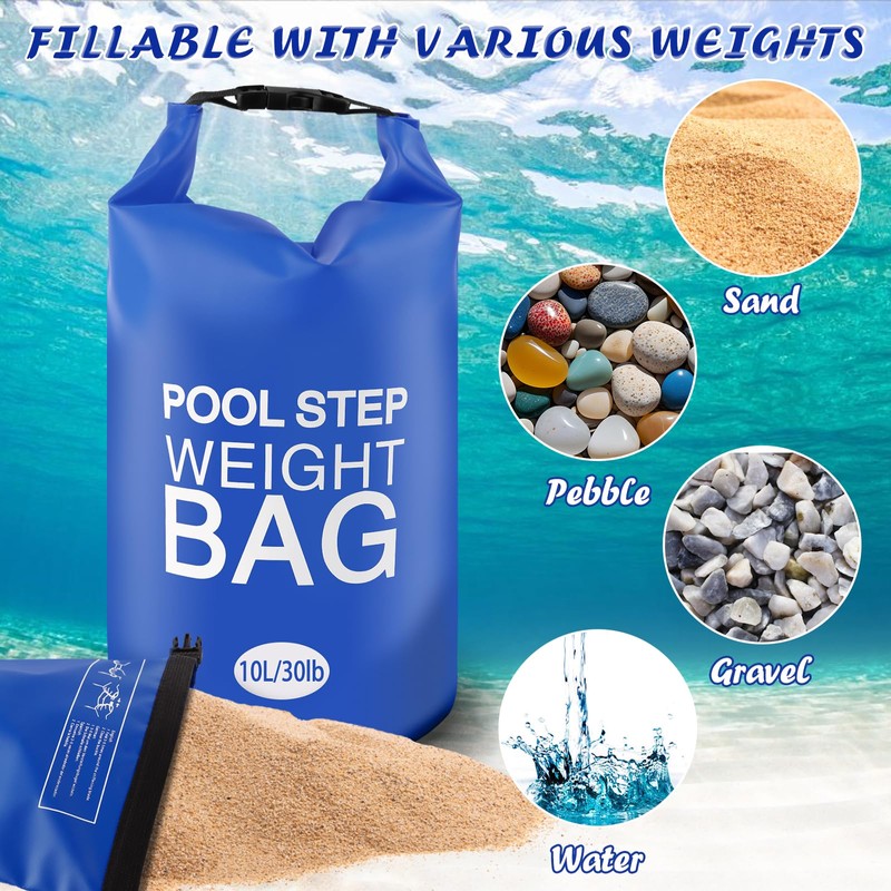 2 Pack 10L/30lb Universal Pool Step Weights 500D PVC Waterproof