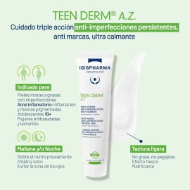 Isispharma Teen Derm Az 30ml Gel Crema Facial Anti Imperfecciones Tipo de piel Acneica