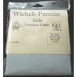 Wichelt Permin Aida Premium Fabric 16 Count 18" x 25" Icelandic Blue