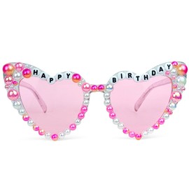 FADXIN Happy Birthday Sunglasses for Women, Birthday Girl Glasses，Party Glasses, Birthday Party Gifts (Candy Pink)