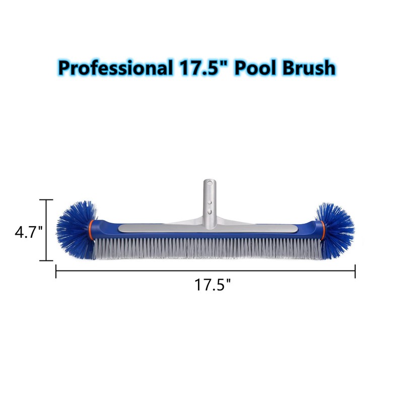 Poolvio Professional 17.5" Floor & Wall Pool Cleaning Brush with