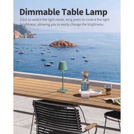 KDG 2 Pack Cordless Table Lamp,Portable LED Desk Lamp, 5000mAh Battery Operated, 3 Color Stepless Dimming Up, for Restaurant/Bedroom/Bars/Outdoor Party/Camping/Coffee Shop Night Light(Green)