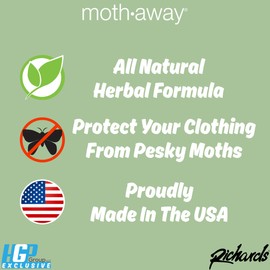 Richards Homewares Moth Away Herbal Non Toxic Natural Repellent, 18-Jumbo Sachets