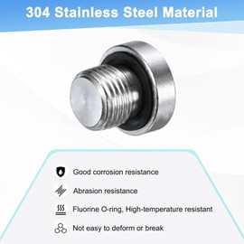M METERXITY 4-Pack Inner Hex Head Pipe Fitting Plug, 1/8 NPT 304 Stainless Steel Socket Bung Plug with Sealing Ring for Terminate Pipe Ends/Replacement Drains
