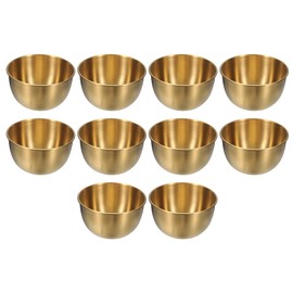 sourcing map 3.4 Inch Stainless Steel Sauce Dishes, 10 Pcs Mini Individual Round Seasoning Dishes Condiment Tray Sushi Dipping Bowl Mixing Saucers Appetizer Plates for Prep Side Dish, Gold