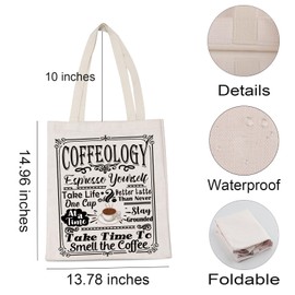 Coffee Lover Gift Caffeine Latte Coffeology Espresso Youself Shopping Bag Women Christmas Birthday Travel Tote Bag, Coffeology, Medium, Daily