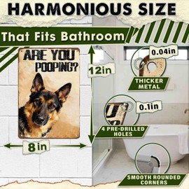 Are You Pooping Metal Sign Funny German Shepherd Dog Wall Decor for Home Bathroom Poster Restroom Toilet Washroom 8x12Inch