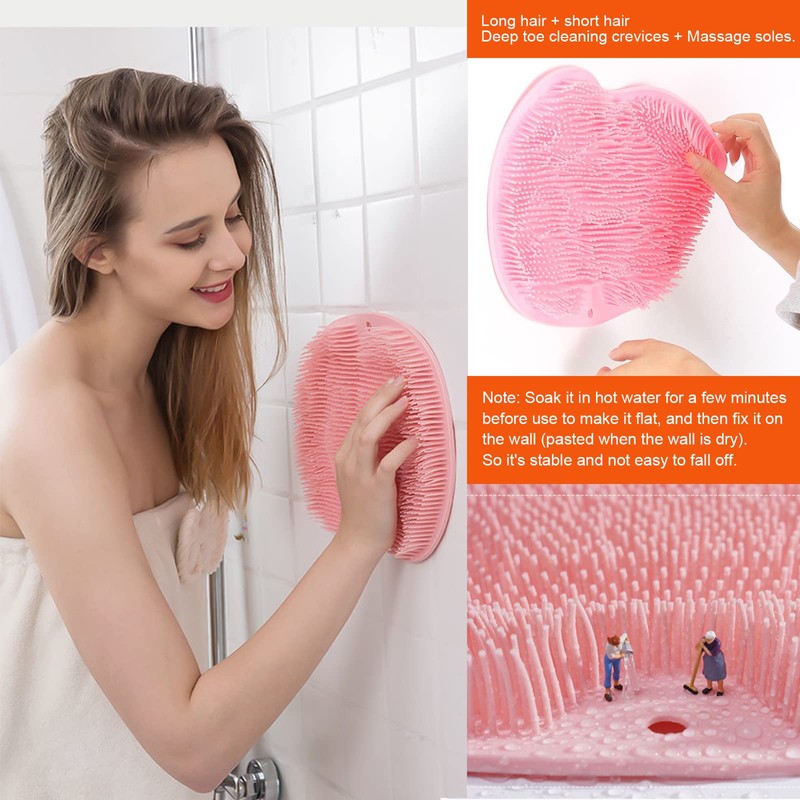 Paquete de 2 cepillos de silicona para ducha y pies,