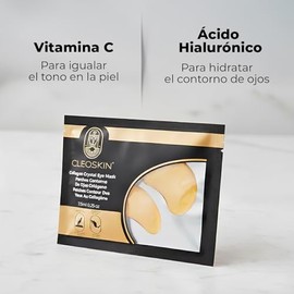 CLEOSKIN Parches Antiojeras 24K Colágeno. Reduce Ojeras, Bolsas e Hinchazón. Hidratantes para Contorno de Ojos. Pack 25 Tratamientos par alineas finas