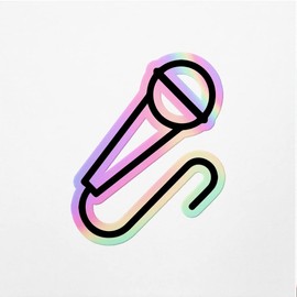 Holographic Decal Stickers of Microphone Icon Single Premium Waterproof Vinyl Decal Stickers for Laptop Phone Accessory Helmet Car Window Mug Tuber Cup Door Wall Decoration ANDVER388099bHO