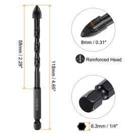 QUARKZMAN Fliesenbohrer, 20 Stück Glasbohrer 8 mm, Diamantbohrer mit 1/4" Sechskantschaft für Keramikfliesen Marmor Spiegel Glas Beton Ziegel Kunststoff Holz