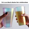 MnhoMnrn 25 Pcs Iridescent Frosted Plastic Cups with Shiny heart