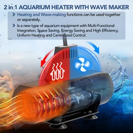 hygger 2-in-1 Aquarium Heater with Water Circulation,Submersible Heating Wave Pump with Digital Display,Auto Temperature Control for Freshwater Saltwater Safety Shut-Off Protection(300W, 40~80Gal)