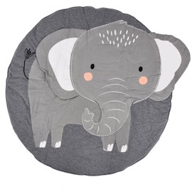 Baby Play Mat Round Cartoon Elephant Pattern Soft Cotton Decoration Crawling Mat for Kids