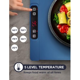 Leburry Warming Mat - Rollable/Portable Electric Warming Tray with Timer, Heating and Child Locks Control Feature - Silicone Heating Pad for Kitchen, Party, Buffet - Food Warmer Mat for Camping,Travel