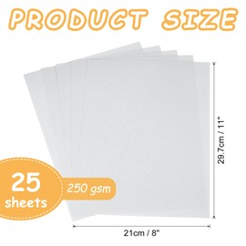 QUARKZMAN 25 Stück Schimmer Kartonpapier, 8 x 11 Zoll Weiße Schimmerpapierbögen, Metallisches Kartonpapier für Kunstbedarf, Papierbasteln, DIY Basteln