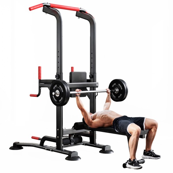 soges Pull Up Bar Dip Station, Power Tower with Folding