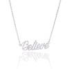 AOLO Tiny Believe Monogram Script Necklace Silver