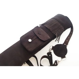 starlingukpk Traditional Archery Suede Leather Back Quiver. (Dark Brown)