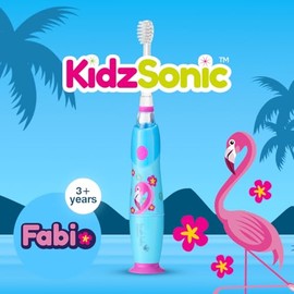 Brush‑Baby - KidzSonic Flamingo Kids Electric Toothbrush for Ages 3+ with Disco LED Lights, Gentle Sonic Vibrations, 2-Minute Smart Timer & 30‑Second 