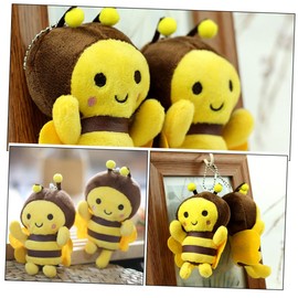 TOYANDONA Pack of 3 Small Bee Pendant Animal Plush Doll Honey Bee Plush Toys Mini Yellow Bee Toy Fluffy Stuffed Bee Toys Ornament Filling PP Cotton