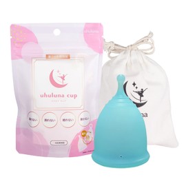 Uhuluna Cup ウフルナカップ【ボールタイプ/L/Bライトブルー】収納ポーチ付 月経カップ 柔らかい 快適 大容量 中級者以上向け 生理カップ 経血カップ 生理用品
