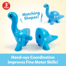 Matching Letters Counting Dinosaur Toys with Double-Sided ABC Alphabet Preschool Learning Uppercase Lowercase Sensory Sorting Educational Montessori Toy Sets for Kids Toddler Aged 3+ Years Old