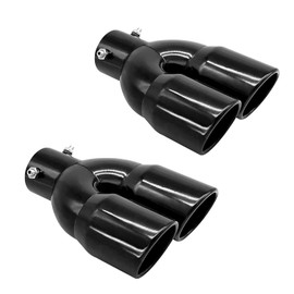 ZYHW 2PCS Dual Exhaust Tip 2.4 inch Inlet, Universal Car Exhaust Tips Curved Muffler Tip Modification Tail Pipe Tail Throat, Adjustable for 1.5 inch-2.5 inch OD Exhaust Pipe(Black)